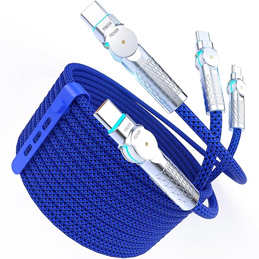 USB C to USB C Cable 6.6ft,240W 2-Pack Braided 180°Rotating Type C Charging CableFast Charge for iPhone 15/16/16Pro/16Plus/16ProMax,MacBook Air,iPad Pro,Pixel,Samsung Galaxy S23/S24 Ultra-Blue
