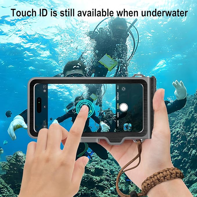 Waterproof Phone Case for Snorkeling & Diving (33ft/10m), IP68 Waterproof Hard Case for Swimming, Universal Underwater Touch Screen Case Compatible with iPhone (Gray, 4th Generation Phone Case)