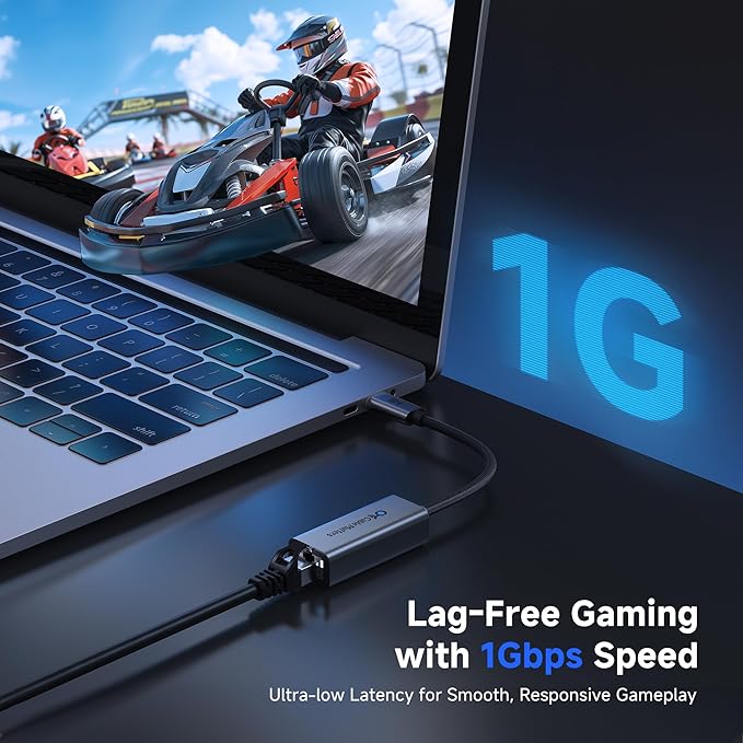 Cable Matters USB C to Ethernet Adapter, Gigabit Ethernet to USB C Network Adapter for 1000Mbps, Compatible with MacBook, iPhone 16 Pro/Max, iPad Pro, Dell XPS, Surface, and More