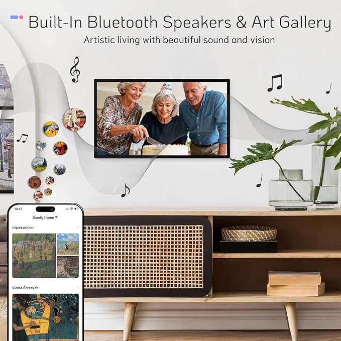 NexFoto 32 Inch Touchscreen Large Digital Picture Frame, 64GB FHD WiFi Digital Photo Frame, Add Photos from Google Photos, Easy to Share Videos, Send Greeting, Gifts for Housewarming, Black