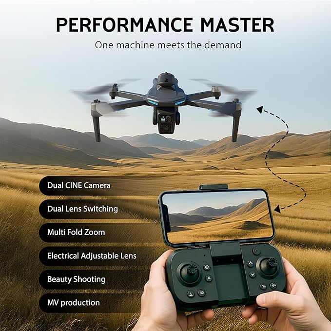 Foldable Drone with Camera – Beginner Drone for Kids & Adults ,2K Dual Camera ,Foldable Remote Control Quadcopter with Voice Control, FPV, Obstacle Avoidance, Gestures Selfie, Altitude Hold, One Key Start, 3D Flips, 2 Batteries, Toy for Beginners.