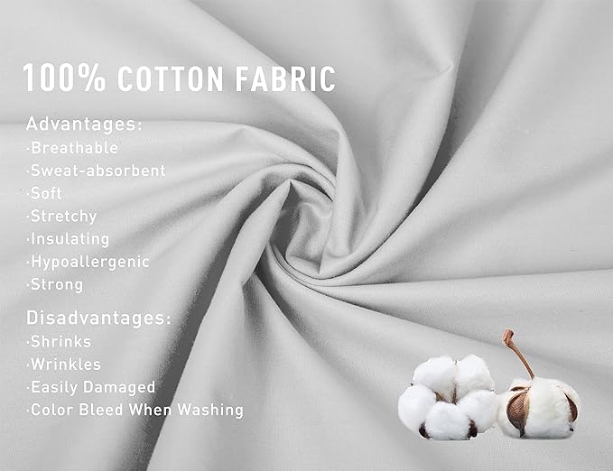 Sunflower King Pillowcases Set of 2, 100% Cotton King Pillow Cases 2, 20×40 inches Ash, Soft and Breathable