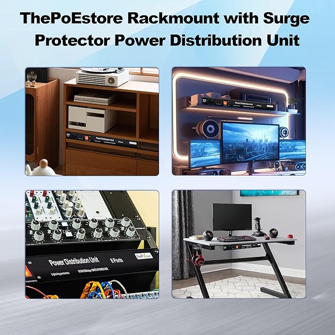 1U PDU Rackmount Power Strip with 8 NEMA 5-15R Outlets & 5-Port Gigabit Ethernet Switch, 15A 100-250V,10KA SPD 3600J Surge Protection, 6ft Cord, ETL Listed, Ideal for Server Racks & Networking