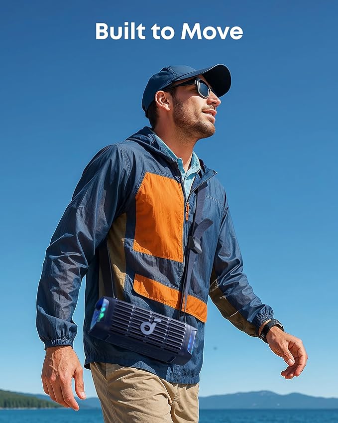 Soundcore Boom 3i by Anker, Rugged Outdoor Speakers, IP68 Waterproof, Floating Playback, Saltwater-Resistant, BassUp 2.0, 50W Portable Speaker, Bluetooth 5.3, 16H, TWS, Kayak/Fishing/Camping-Blue