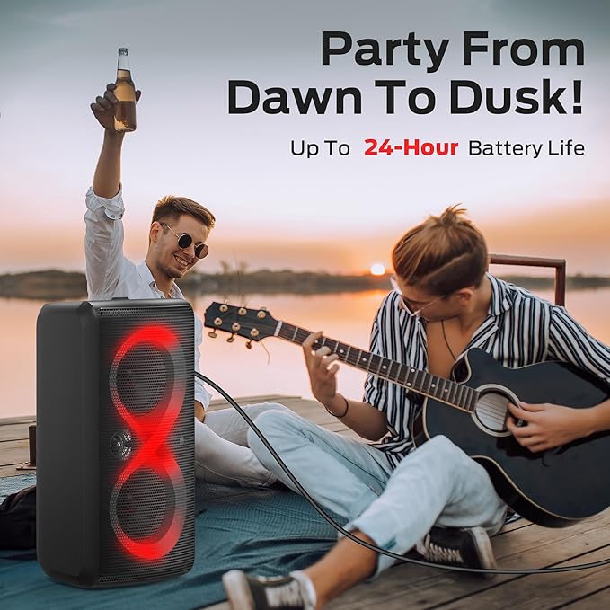 Monster Cycle Plus Bluetooth Speaker, 380W High Power Portable Party Speaker with 7 Lighting Effects, 108dB Loud Stereo Sound, 24H Playtime, Speakers with Subwoofer for Outdoor, Party