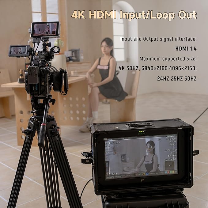 VILTROX DC-V1 Touch Screen Camera Field Monitor, 1920x1080 IPS 5.5 inch DSLR Camera Monitor with Sunshade Hood and Battery, 3D LUT HDR 4K HDMI in/Output Exposure Waveform Focus Assist Video Monitor