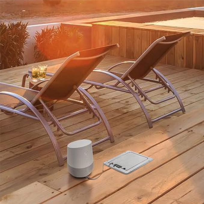 TayMac DOC320G Outdoor Comforts Gray In-Use Weatherproof Electrical Outlet Cover for Deck Box with Extension Cord Clamps for Duplex, Decorator, or GFCI