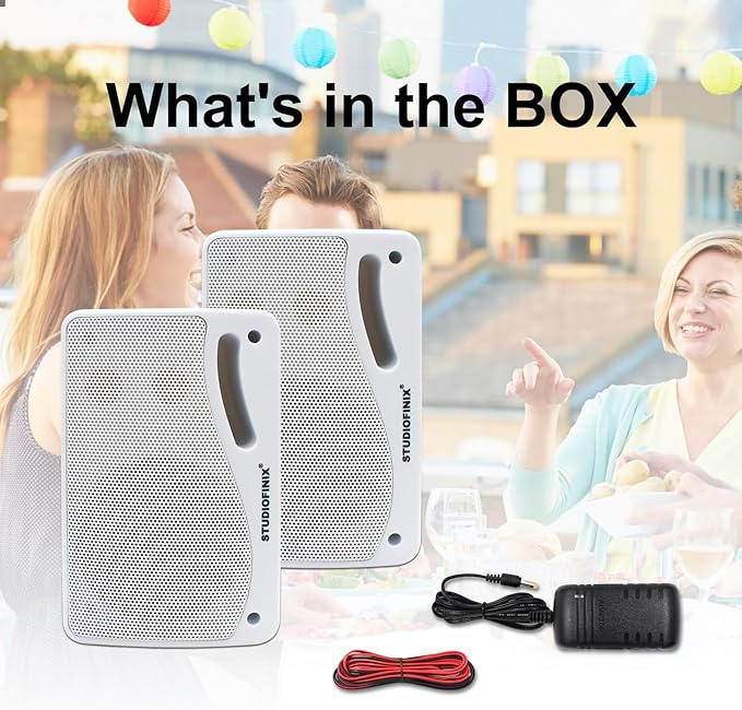 STUDIOFINIX 3.5 Inch Outdoor Bluetooth Speakers Waterproof Wired,3 Way 200W Upgrade Premium Wall Mount Speakers,Ideal use in Patio,Deck, Indoor Outdoor（White）