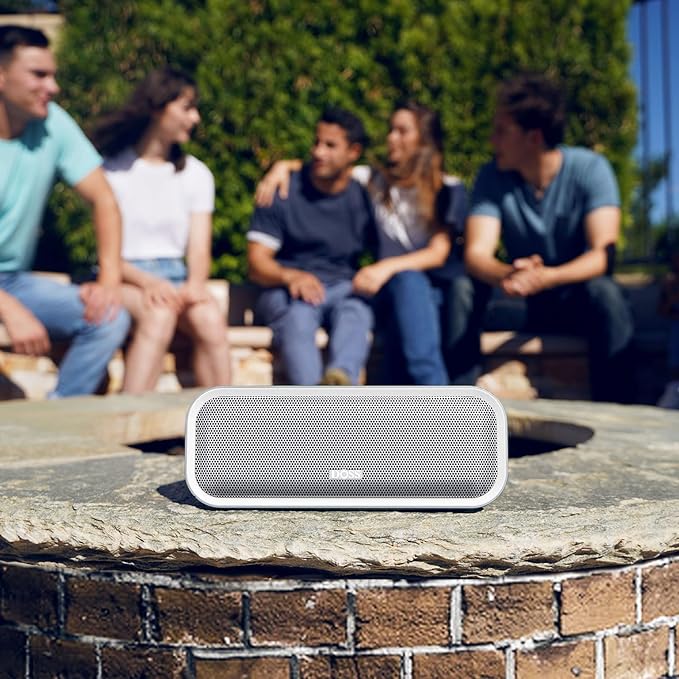 DOSS SoundBox Pro+ Bluetooth Speaker with 24W Impressive Sound, Booming Bass, IPX6 Waterproof, 15Hrs Playtime, Wireless Stereo Pairing, Mixed Colors Lights, 66 FT- Grey