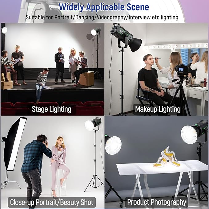 Weeylite 200W 5600K LED Video Light, Continuous Output Photography Lighting with CRI 95+TLCI 97+,79000 Lux@1M Bowens Mount & App Control for Video Recording Portrait Wedding Outdoor Shooting YouTube