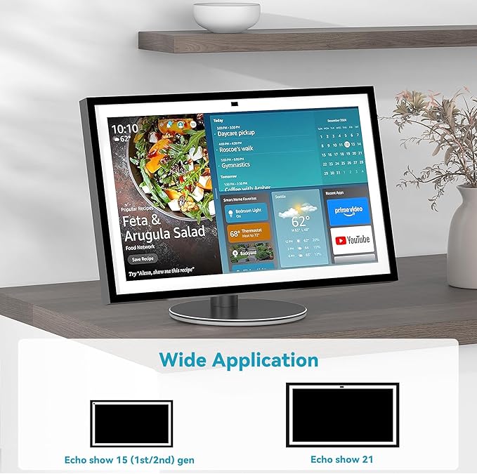Tiltable Stand for Echo Show 21 & 15 (1st, 2nd Gen), Rotatable & Tiltable Up to 90 Degrees, Compatible with Echo Show 21, 15 1st & 2nd Gen, Aluminum Tabletop Stand