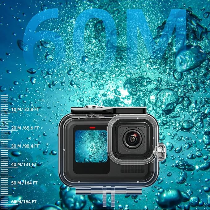 Waterproof Housing Case with 3Pack Filters for Go Pro Hero 13/12/11/10 9 Black,Protective Underwater Dive Shell Floating Stick Action Dive Accessory (Hero 13/12/11/10/9 Black Accesories)