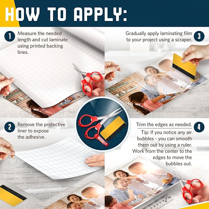 Laminating Roll Self Adhesive Durable Clear Vinyl Laminate Roll for Anti-Glare Surface (Matte 12" x 15' 3mil 2 Pack)