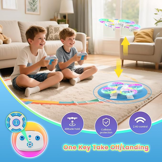 Mini Drone for Kids and Beginners with Fancy LED & Altitude Hold,Birthday Gift for Boys Girls,RC Drone with Propeller Protection,360°Flips,3 Speed Mode,Indoor Outdoor Mini Quadcopter Toy