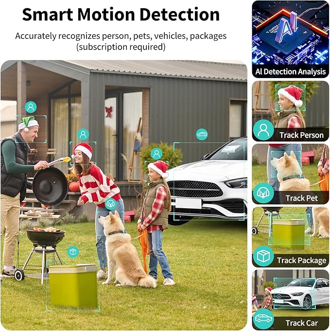 Security Cameras Wireless Outdoor,2K Indoor WiFi Wireless Cameras,Outside Battery Powered Camera for Home Security,AI Motion Detection,Color Night Vision,Spotlight,Siren Alarm,SD/Cloud Storage,2 Pack