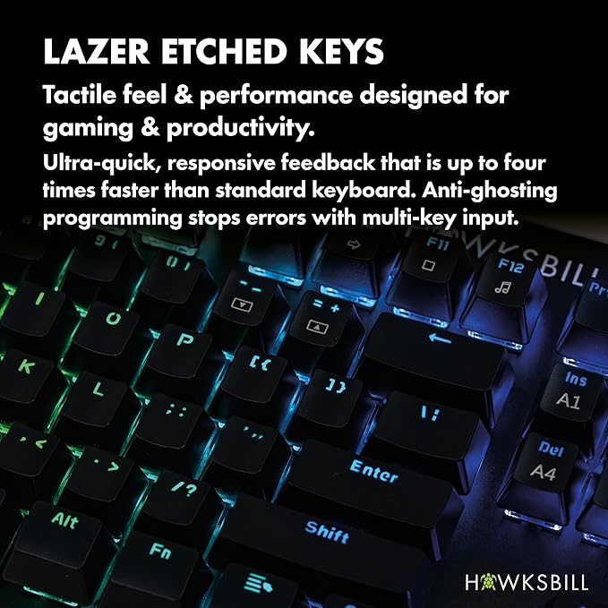 Scorpion V1 Wired Mechanical Gaming Keyboard – USB-A Connection - Tactile & Clicky – Brilliant RGB Lighting Compact Form Factor Customizable Keys & Multimedia Function 104 Keys