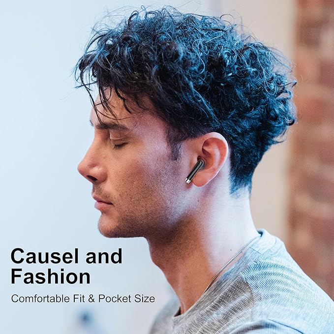 Bluetooth 5.3 Wireless Earbuds for iPhone 16/17 Pro, 8-Hour Playtime, Clear Calls & Enhanced Bass Works with iOS/Android