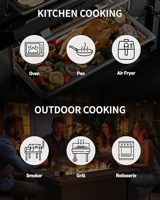 Wireless Smart Meat Thermometer - Digital Food Meat Thermometer up to 500Ft Remote Range with Bluetooth 5.2 .Thin Probe, for Grill Oven BBQ Smoker Rotisserie, iOS & Android APP