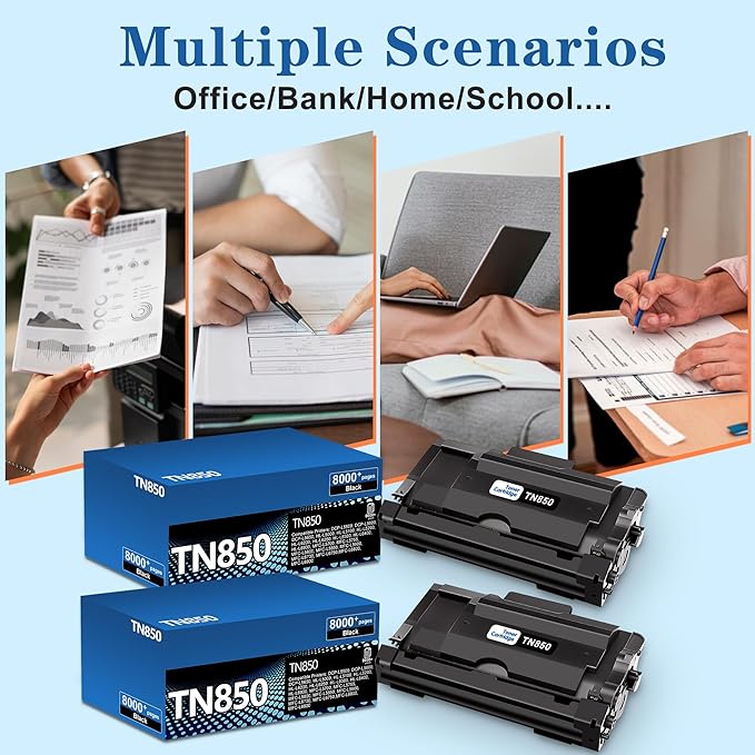 TN850 2-Pack High Yield Toner Cartridge Compatible for Brother TN850 TN-850 Toner Cartridges for Brother HL-L6200dw HL-L5200dw MFC-L5850dw MFC-L5700dw MFC-L5900dw MFC-L6800dw Printer Black Ink