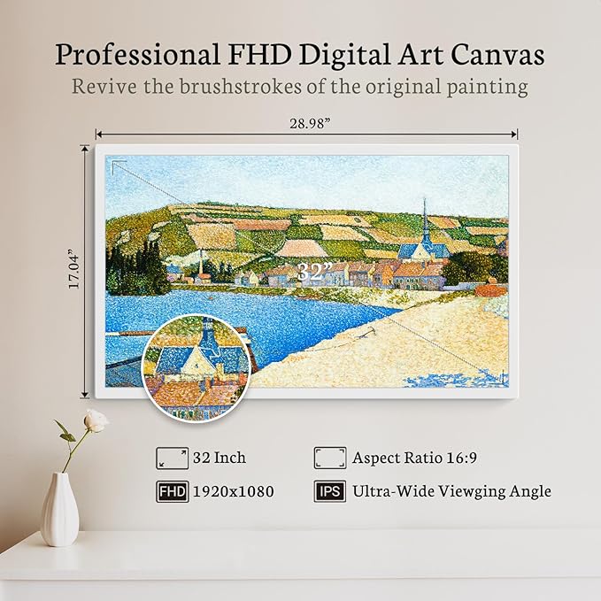 BSIMB 32 Inch Large Digital Picture Frame, Touchscreen 64GB 1920x1080 FHD WiFi Photo Frame Electronic Display Remote Control, Share Pictures/Videos via Free App/USB/SD Easy Setup Gifts for Mom, White