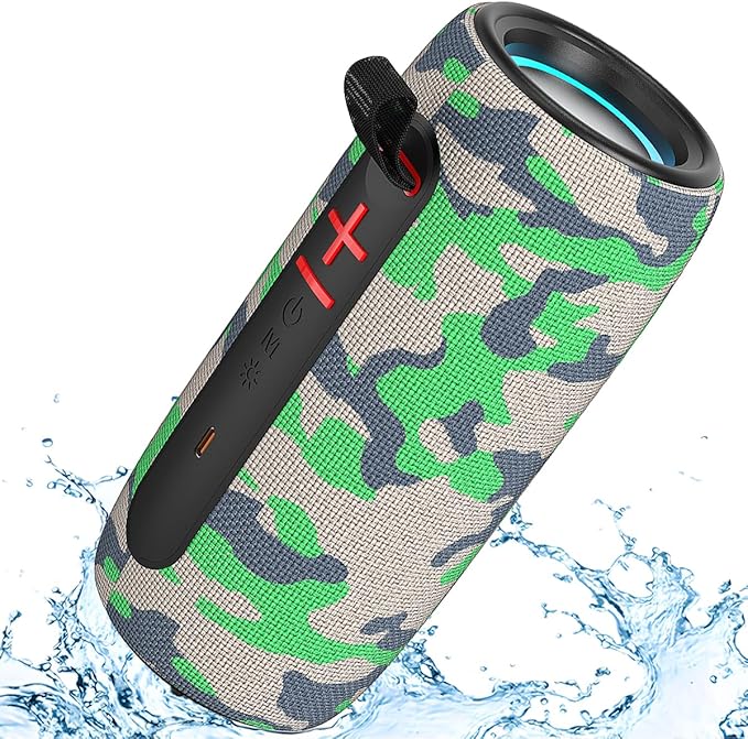 Portable Wireless Bluetooth Speaker: IPX6 Waterproof Audio,fm Radio,Loud USB/TF/AUX Play,LEDlights,TWS interconnected Stereo,Outdoor/Travel/Camping/Riding/Family/Party/Celebration