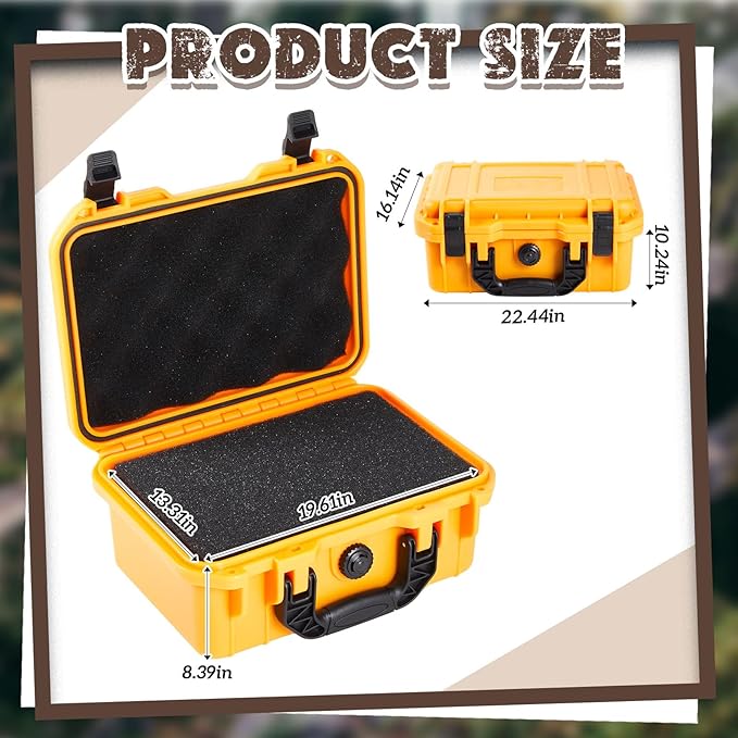 22.4 x 16.1 x 10.2 Inch Waterproof Hard Case with DIY Customizable Foam Insert Portable Protective Case with Knife for Camera Drones Equipments Tools Test Instruments (Yellow)