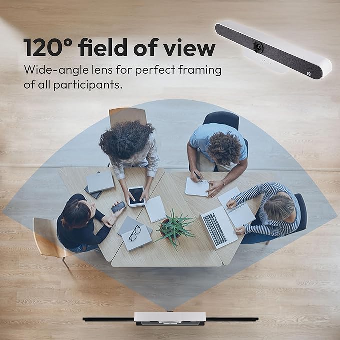 Meeting 4K Video Conferencing Bar – 4K Camera with 120° Wide-Angle Lens, AI Auto-Framing, 6 Mics with 20ft Pickup Range, Dual Speakers, Plug-and-Play USB for Zoom/Teams/Meet – Medium Rooms