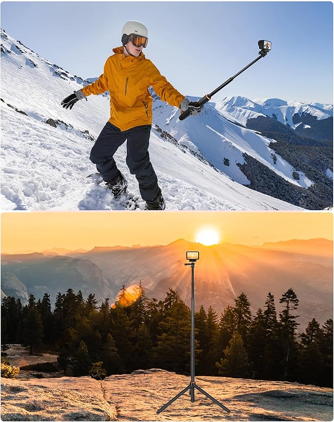 53.5" Osmo Action Selfie Stick Tripod for DJI Osmo Action 5 Pro, Osmo Action 4, Osmo Action 3, Osmo Nano - Extendable Travel Vlog Stand for DJI Osmo 360, DJI Osmo Pocket 3 - Osmo Action Accessories