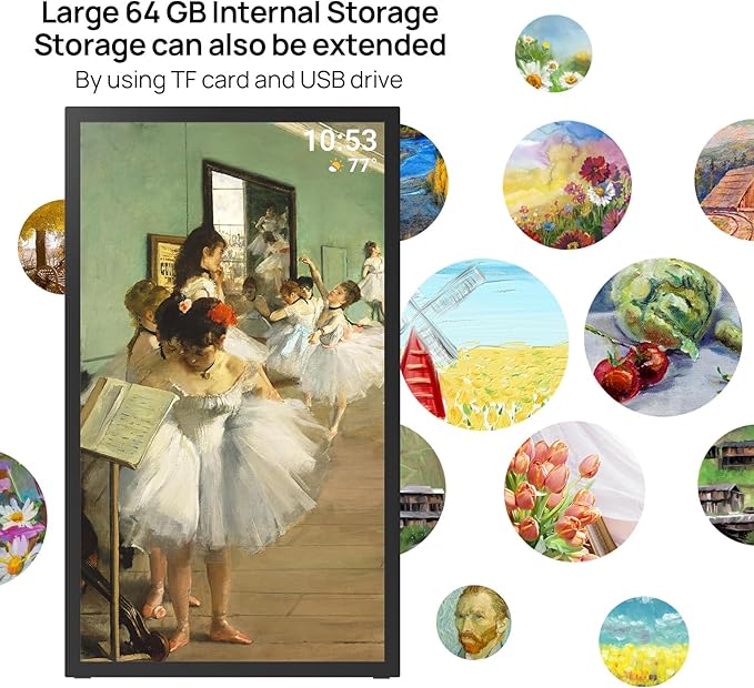 64GB 21.5inch FRAMEO Digital Photo Frame with 1920x1080 FHD IPS LCD Touch Screen, Dual-WiFi Share Photos & Videos Via Frameo App, Support USB Drive/Mirco SD Card Extend Storage, Auto-Rotate