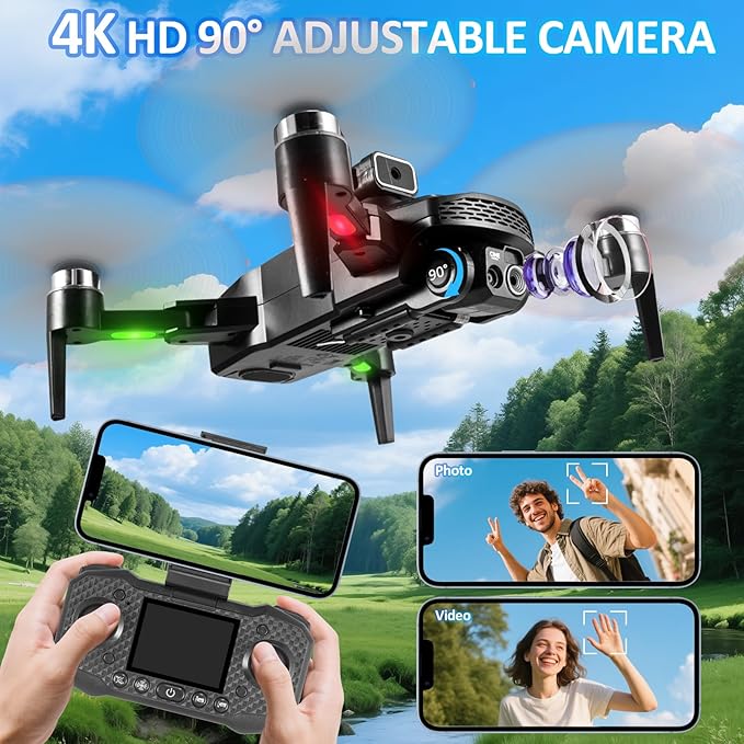 Mini Drone With 4K Dual Cameras, RC Quadcopter with Altitude Hold, Drone With One Key Start, Waypoint Fly, Headless Mode, 3D Flip, 3 Speeds Modes,Foldable RC Quadcopter, Remote Control Drone for Beginners
