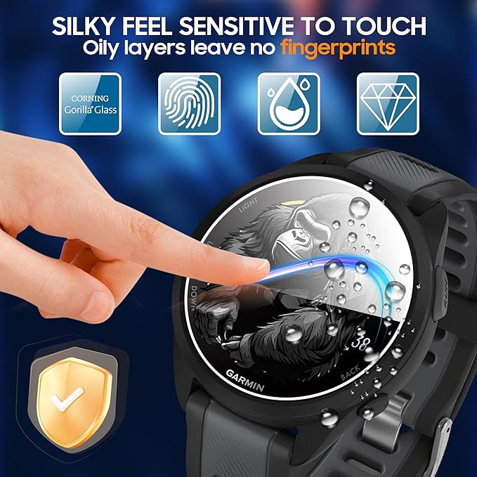 4 Pack Compatible with Garmin Forerunner 165 Screen Protector Tempered Glass,for Garmin Forerunner 165 Screen Protector Precise Fit,9H Hardness Scratch Resistance