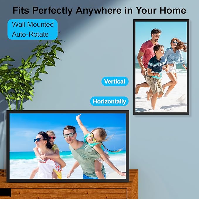 Smart Digital Picture Frame Large Digital Photo Frame - 21.5 inch App Frames 1920x1080 IPS Screen, 32GB, Remote Control, Synchronize Smartphone Screen, Send Photos Via APP Email, Free Cloud Storage