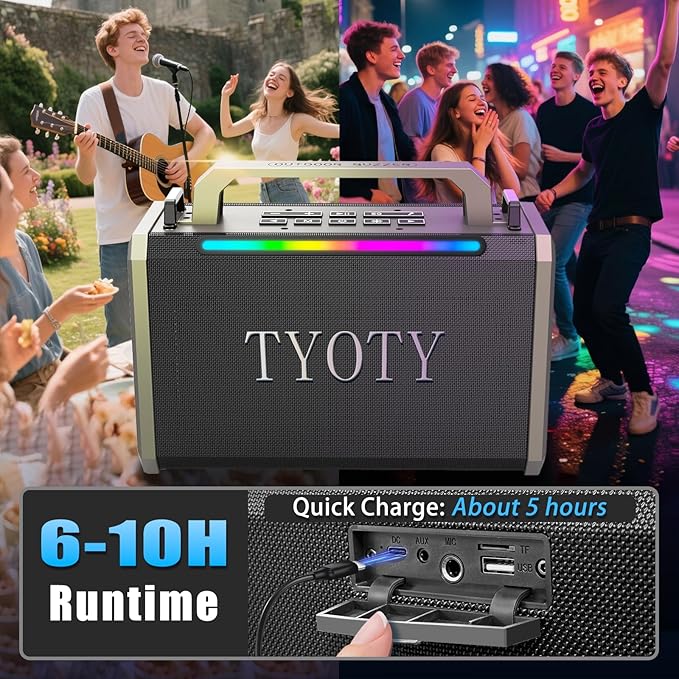 Portable Bluetooth Speaker 80W Loud Wireless Outdoor Stereo Sound Deep Bass IPX5 Waterproof Big Powerful Large Party Speakers with Colorful LED Lights, TWS, EQ, AUX, USB for Home Travel Camping