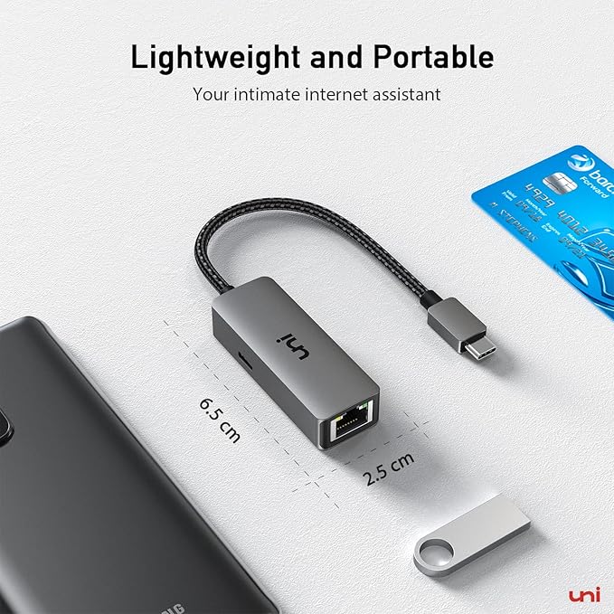 uni USB C to Ethernet Adapter with 100W Charging Port, RJ45 to USB C 1Gbps Type-C Gigabit Ethernet LAN Network Adapter Power Delivery PD for Laptop, MacBook Pro/Air, Dell XPS, Chromebook, Surface book