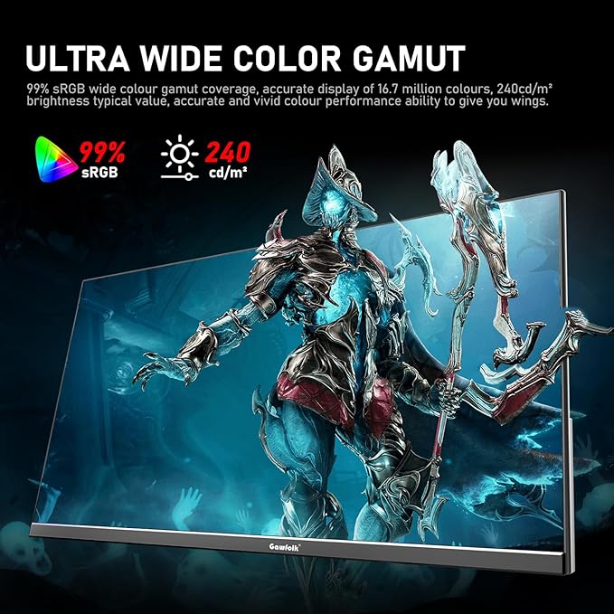 24.5 Inch PC 200Hz Gaming Monitor, FHD 1080p screen, Built-in speakers,1ms without Bezel, freesync, 99% sRGB, 178 ° Angle View, HDMI、DisplayPort, Compatible with wall mounting 75*75MM - Black