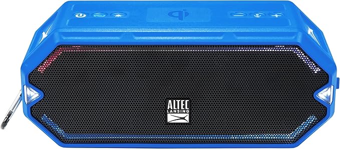 Altec Lansing - HydraBlast Wireless Portable Bluetooth Speaker, IP67 Waterproof for Parties, USB C Rechargeable Outdoor Speakers with Built in Phone Charger and LED Lights, 20 Hour Playtime