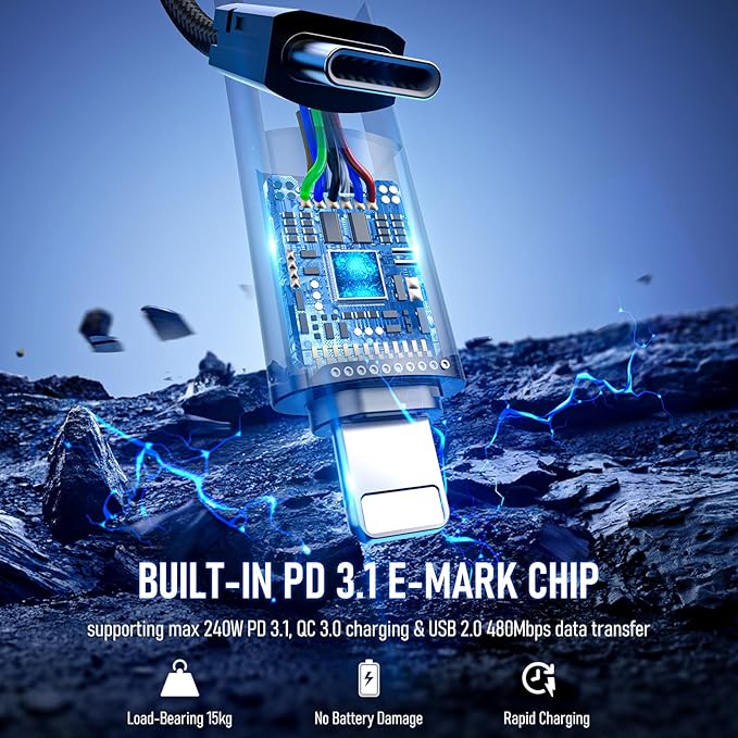 4 in 1 Charging Cable, 240W USB to USB C Cable 6.6 ft 2 Pack, Fast Charging Multi Charger Cord with Type C/USB A/L Port for iPhone 16/15 /14 Series MacBook iPad Pixel Samsung Switch PS5 Tablet