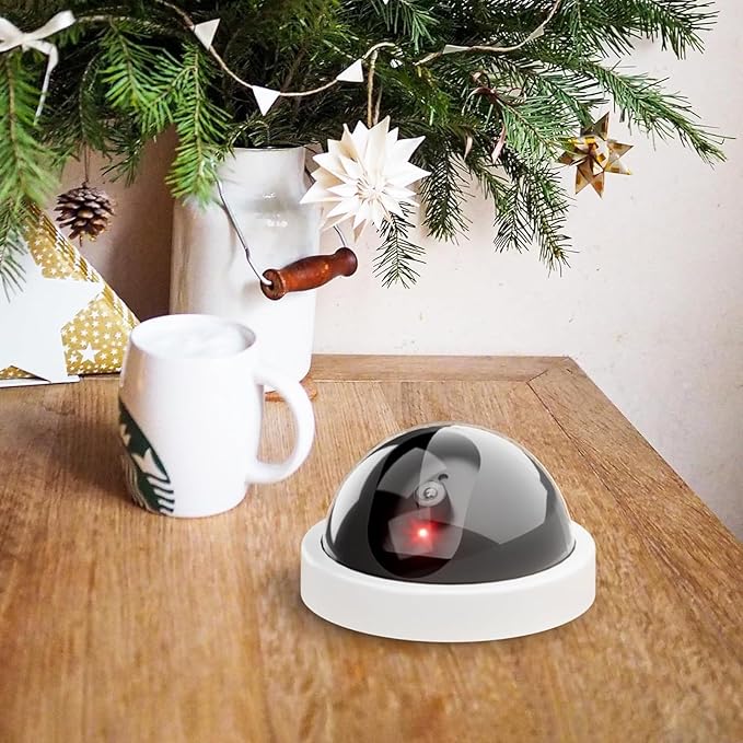 WALI Dummy Fake Security CCTV Dome Camera with Flashing Red LED Light with Security Alert Sticker Decals (SDW-6), 6 Packs, White