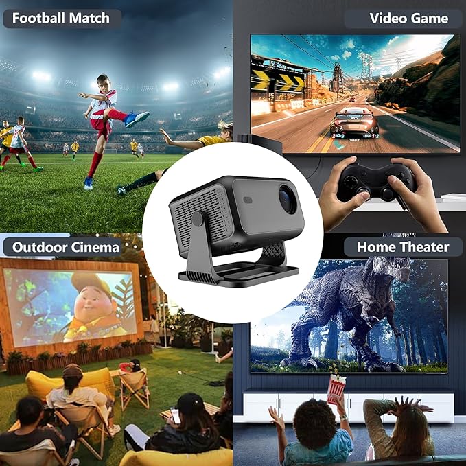 Video Projector with WiFi and Bluetooth, Netflix Officially & AI Auto Focus 800 ANSI Portable Outdoor Indoor Movies Projectors - Grey