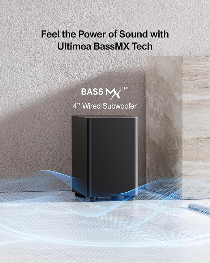 ULTIMEA 5.1ch Sound Bar with Dolby Atmos, Surround Sound System for TV, App Control, Home Theater Sound System, TV Soundbar with Subwoofer, 2 Surround Speakers, HDMI eARC/Opt/AUX/BT, Aura A50 Pro