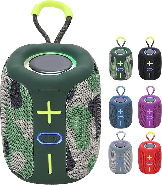 2025 Vibin Wireless Speaker, Colorful RGB Lighting, Bluetooth 5.0 High-Volume Stereo Sound, Dustproof and Waterproof, Easy to Ccarry, for Home, Outdoor Gatherings, and Camping (Camouflage)
