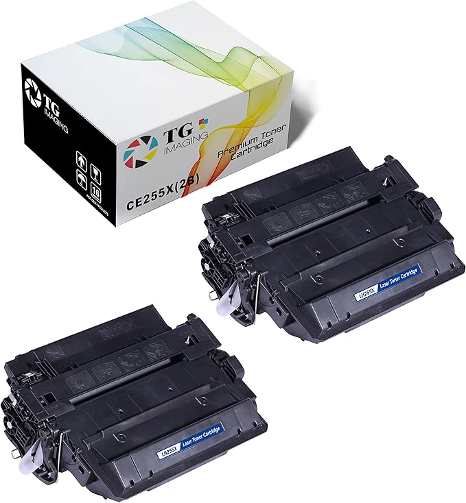 TG Imaging (2 Pack Compatible Toner Cartridge Replacement for HP 55X CE255X (12500 Pages, High Yield) Work for HP Laser-Jet P3015 P3015d MFP M525c M525dn M525f Toner Printer