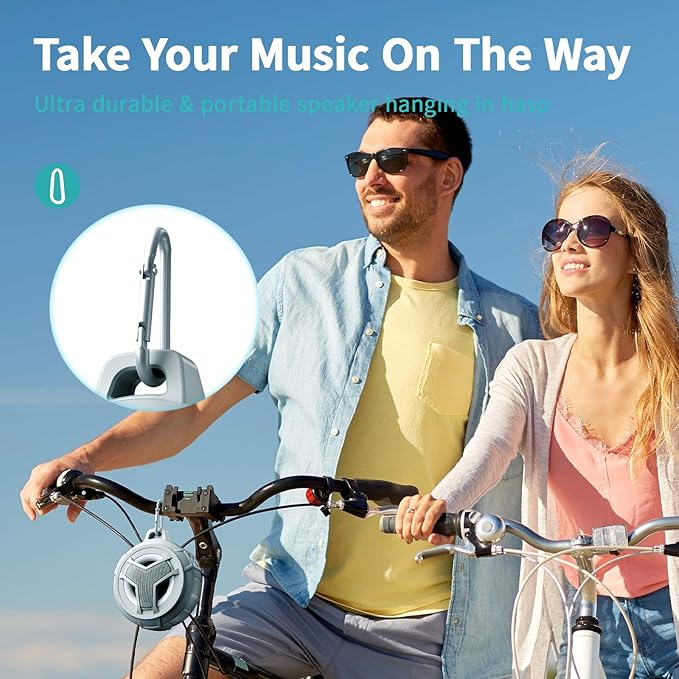 EBODA Shower Bluetooth Speaker, IPX7 Waterproof Portable Floating Speakers with Loud HD Sound, True Wireless Stereo Speaker with LED Light, 24H Play for Shower Pool Beach, Gifts for Men, Women - Gray