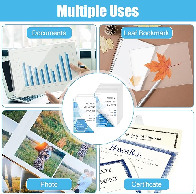100 Pack Lamination Pouches 6" x 9" 5 mil Clear Index Card Laminating Pouches File Card Laminating Pouches Thermal Laminate Pouch Tags for Work Permits Pass Cards Student ID Cards