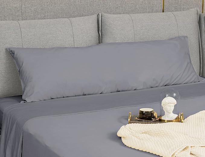 Sunflower Body Pillowcase 100% Cotton Long Pillow Cover/Case Envelope Closure 1 Pack, 21×54 inches Frost Gray, Soft and Breathable