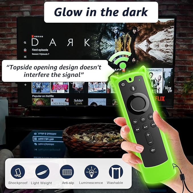 3 Packs Silicone Remote Cover Case Glow in The Dark, Anti-Slip Silicone Protective Case with Lanyard(Glow Green & Sky Blue & Orange)