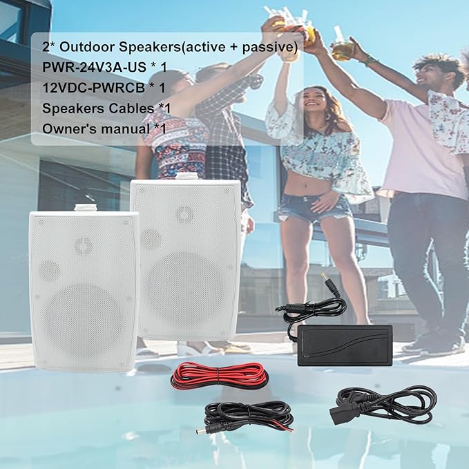 Herdio 6.5 Inches Indoor Outdoor Bluetooth Speakers Waterproof Wired 400 Watts with Powerful Bass,2 Way Wall Mount Speakers All-Weather Durability for Patio Home Deck Porch Backyard(Pair,Withe)