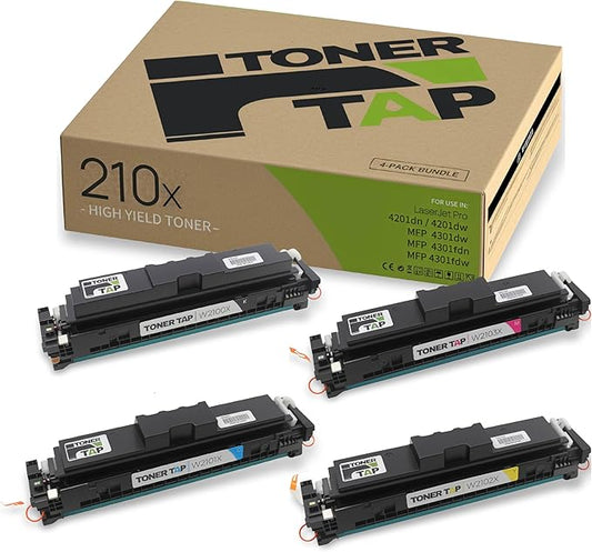 Toner Tap 210X Toner Cartridges for HP Color Laserjet Pro 4201dw, 4201dn, HP Color Laserjet Pro MFP 4301dw, 4301dn, 4301fdw, W2100X W2101X W2103XW 2102X High Yield
