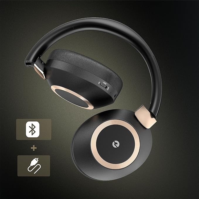 Active Noise Cancelling Headphones, 100H Playtime Headphones Wireless Bluetooth, Bluetooth Headphone with Mic, Over Ear Wireless Headphone with Deep Bass,Fast Charging for Travel
