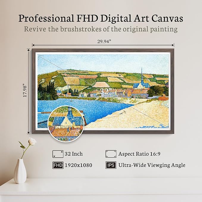 BSIMB 32 Inch Large Digital Picture Frame, Touchscreen 64GB 1920x1080 FHD WiFi Photo Frame Electronic Display Remote Control, Share Pictures/Videos via App/USB/SD Easy Setup Gifts for Mom, Dark Wood